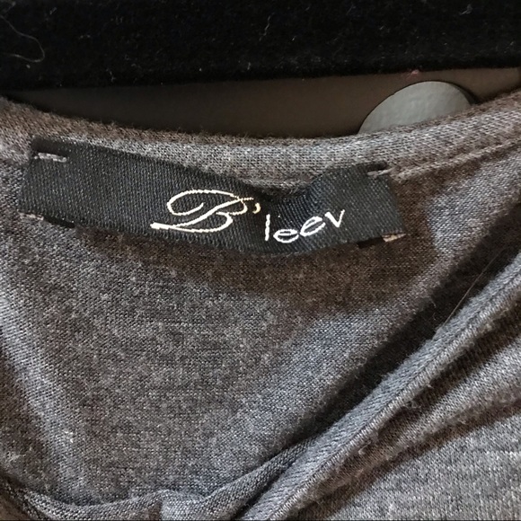 B’leev grey ruched stretchy cotton dress flowers - Picture 2 of 7